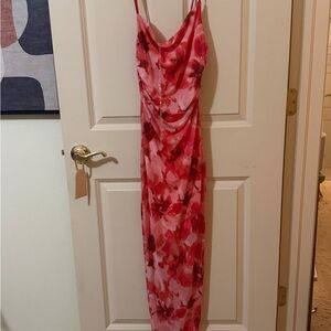 Persaya Red and Pink Floral Maxi Dress